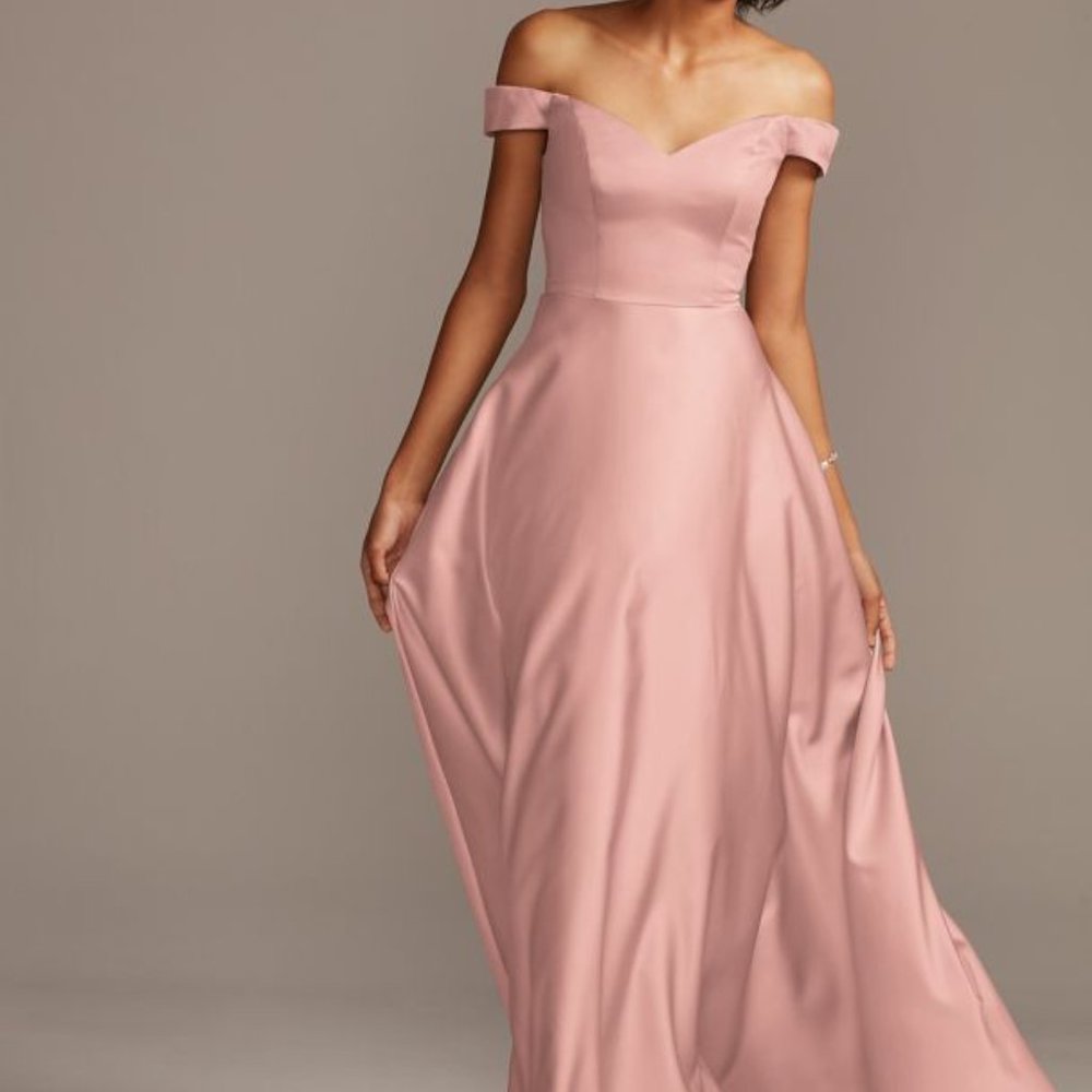 David's Bridal A-Line Satin Dress in Ballet pink size 6
